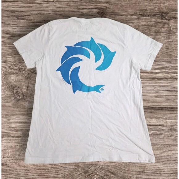 WRV Wave Riding Vehicles Dolphin Large Tshirt White Blue Ocean Naitical Beach - Picture 1 of 7